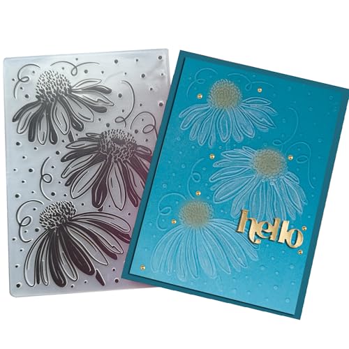 Arbuya Coneflowers Plastic Embossing Folders for Card Making Daisy Floral Texture Embossing Plates for Scrapbooking Paper Crafting Home Decoration - color: Coneflowers