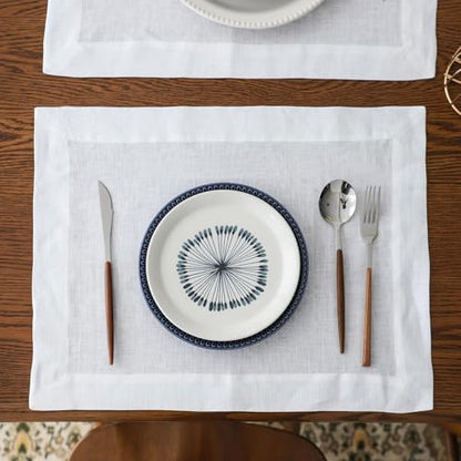 Simple&Opulence Linen Placemats Set of 4 – Hemstitched Dinner Cloth Placemats for Wedding,Party,Mothers Day,Easter – Machine Washable and Reusable 14"×19" White - color: White, size: placemat(14"×19”)