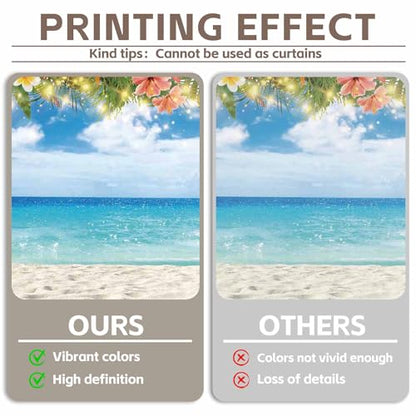 10x8ft Fabric Summer Hawaiian Beach Photography Backdrop Tropical Flower Palm Leaves Surfboard Background Aloha Luau Decorations Photo Banner - size: 10'x8'
