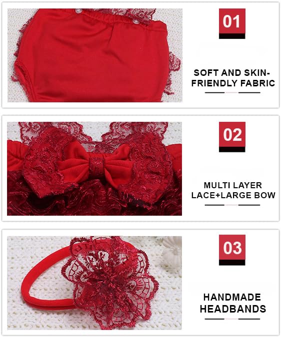 Ylsteed Newborn Photography Outfits - Girl Props Lace Romper Baby Photo Shoot Outfits Girls Photo Props (Strap Style - Red) - color: Red