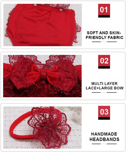 Ylsteed Newborn Photography Outfits - Girl Props Lace Romper Baby Photo Shoot Outfits Girls Photo Props (Strap Style - Red) - color: Red