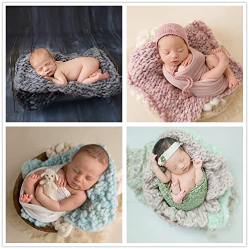 Coberllus Newborn Baby Photography Props Blanket Handmade Knitted Twist Wrap Posing Aid Backdrops for Boy Girls Photography Shoot - color: Light Green