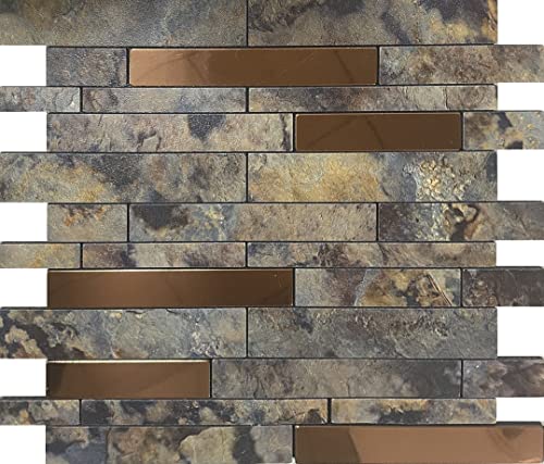10 Sheets Peel and Stick Backsplash Tile for Kitchen, Self-Adhesive Mosaic Tile, Stick on Bathroom Vanities，Fireplace Décor, Laundry Table(11.25" X 12.7") (Rusty Stone Pattern) - color: Rusty stone pattern