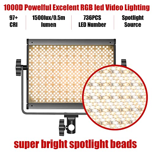 GVM RGB LED Video Light, 800D Studio Light with APP Control Lighting Kit Photography Light 1 Pack with 8 Kinds Scene Lights, 3200-5600K CRI 97 LED Panel Light for YouTube Studio, Video, Portrait - size: 1 pack