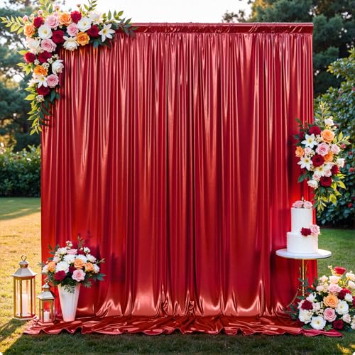 20x10FT Red Sequin Backdrop Curtain for Party - 4 Panels 5x10FT Wrinkle-Free Shimmer Drapes for Birthday, Wedding, Christmas, Decorations & Photography - color: Red, size: 5FT x 10FT(4 panels)