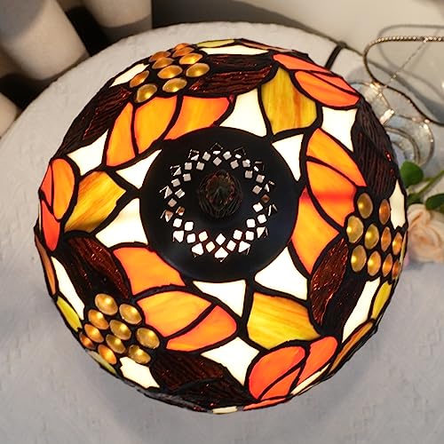 Tiffany Style Table Lamp, Stained Glass Bedside Lamp with Red Yellow Orange Floral Pattern, Retro Traditional Desk Lamp for Bedroom Living Room End Table Nightstand Decor - color: Tiffany Lamp G