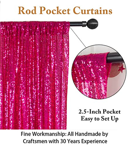 ShinyBeauty 5FTx7FT Sequin Backdrop Curtain Sparkly Fuchsia Photo Backdrops Shimmer Photography Background Wedding Drapes Glitter Backdrop Curtain for Party Birthday (Hot Pink - color: Hot Pink, size: 5FTx7FT