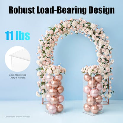 2Pcs Acrylic Display Cube Pedestal, Art Sculpture Stand, Acrylic Flower Stand, Clear Display Flower Tower, Dessert Cake Table Display Pillars for Wedding, Birthday, Banquet Parties Decor (11.81 × 11.81 × 31.5in) - size: 11.81 × 11.81 × 31.5in