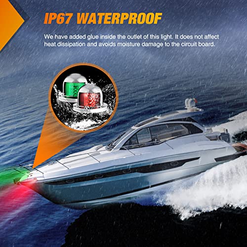 Nilight Marine Boat Navigation Light 2PCS 8LED Red Green LED Port Starboard Signals Bow Lights 12V Waterproof for Skeeter Yacht Pontoon Speedboat Sailboats Fishing Boats - color: 8LED Navigation Light-2Pcs
