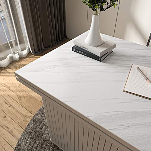 Stickyart 36"x160" Extra Wide Marble Countertop Peel and Stick White Marble Wallpaper Removable Kitchen Vinyl Countertop Wrap Waterproof Self Adhesive Laminate Counter Top Sheet for Counter Desk
