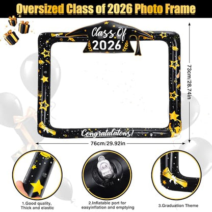 2026 Graduation Photo Booth Props Set Including Inflatable Photo Booth Frame and 20 Pcs Graduation Photo Props for Graduation Decorations Graduation Party Favors Supplies