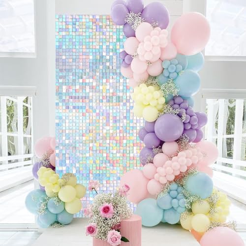 Rainbow Silver Shiny Shimmer Wall Backdrop 3FTx4FT Glitter Photo Background for Party Wedding Bridal Baby Shower Birthday Anniversary Sparkle Wall Decor - color: Rainbow Silver, size: 3ftx4ft