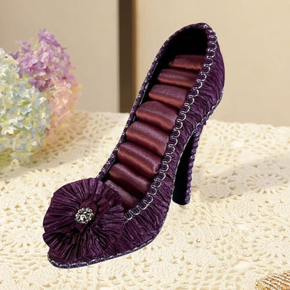 Ring Holder High Heel Shoe Design Fashion Jewelry Organizer Display Birtyday Gift (Plum) - color: Plum