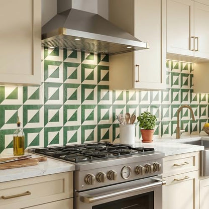 10-Sheets Stunning 3D Visuals Peel and Stick Backsplash Wall Tiles, PVC Mixed Metallic Look,Heat Resistant Stick on Tiles for Kitchen Wall,Bathroom,Laundry Room (Bronze Green+Polished White) - color: Bronze Green + Polished White