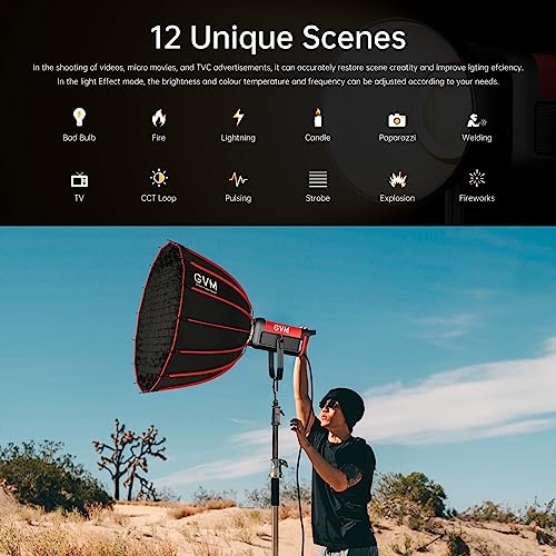 GVM Video Lighting 300W Bi-Color Studio Lights kit with Bowens Mount Softbox and Stand CCT 2700K~6800K CRI 97+ Continuous Lighting for Photography - color: photography lighting