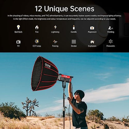 GVM Video Lighting 300W Bi-Color Studio Lights kit with Bowens Mount Softbox and Stand CCT 2700K~6800K CRI 97+ Continuous Lighting for Photography - color: photography lighting