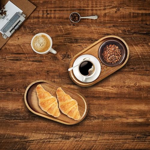 Linwnil Wood Serving Trays 12x5.5 Inch Charcuterie Boards Oval Wooden Plates Wood Serving Platter Cheese Dinner Plates Bulk for Dessert Snack Bread Fruit Appetizer Dishes ((12" x 5.5"_8 Pack) - size: 12" x 5.5"_8 Pack