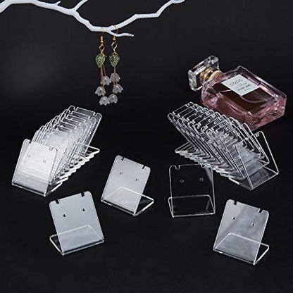 PH PandaHall 24 Packs 48 Holes Earring Holder L-Shape Jewelry Organizer Displays Marketing Acrylic Ear Stud Necklace Stand Holders for Necklace Jewelry Dangling Slant Back Display (1.3x1.3x1 Inch)