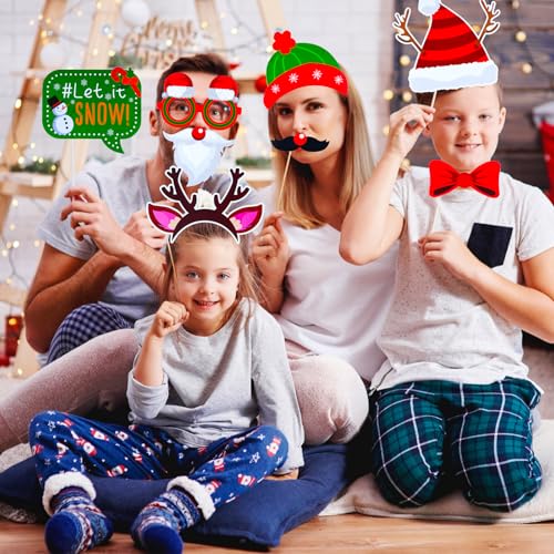 Garma 37pcs Christmas Photo Booth Props, Christmas Party Favors & Supplies Holiday Decorations for Kids Adults Xmas Birthday Party Gifts Accessories