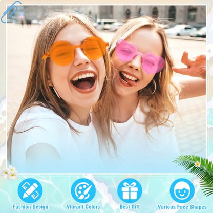 Pibupibu 24/48 Pack Mixed Rimless Colorful Party Sunglasses Bulk, Fun Party Glasses Photoshoot Prop Costume Eyewear - color: 24 Mixed