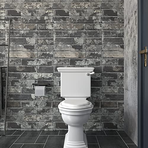 VaryPaper 15.7''x78.7'' Grey Brick Wallpaper Peel and Stick 3D Faux Brick Wall Paper Roll Waterproof Self Adhesive Removable Brick Contact Paper for Walls Bedroom Bathroom Kitchen Backsplash Fireplace - color: Grey Brick, size: 15.7" x 78.7"