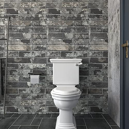 VaryPaper 15.7''x78.7'' Grey Brick Wallpaper Peel and Stick 3D Faux Brick Wall Paper Roll Waterproof Self Adhesive Removable Brick Contact Paper for Walls Bedroom Bathroom Kitchen Backsplash Fireplace - color: Grey Brick, size: 15.7" x 78.7"