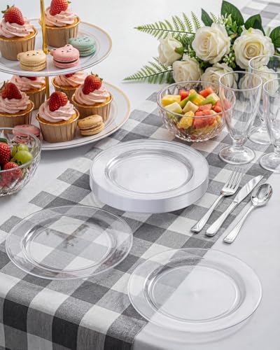 bUCLA 100Pieces Clear Plastic Plates - 6.25inch Premium Hard Disposable Salad/Dessert/Appetizer/Small Cake Plates for Wedding& Party - color: 6.25Inch-100pcs-Clear