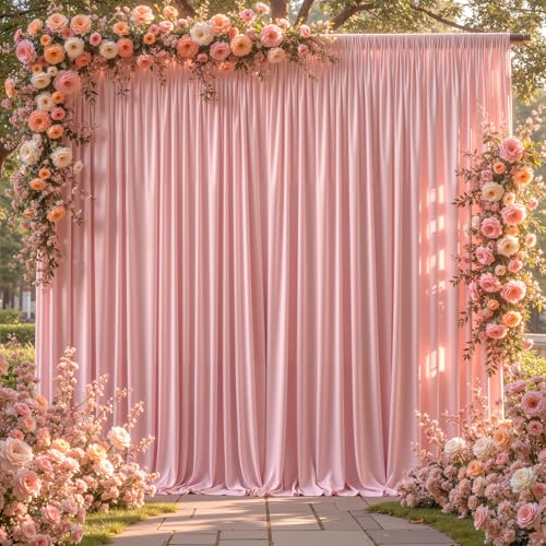 8x10FT Dusry Rose Backdrop Curtains for Wedding Parties, Wrinkle Free Polyester Photography Backdrop Drapes for Birthday Parties Baby Shower Stage Background Stand Decorations 4x10ft,2 Panels - color: Dusty Rose, size: W4' x H10'(2 Panels)