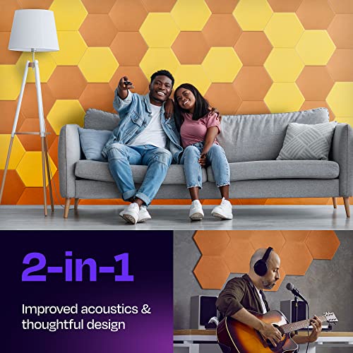 Acoustic Panels 12-Pack Soundproof Wall Panels 12"X10.4"X0.4" Sound Panels High Density Sound Dampening Panels - [70'S Orange Hexagon] - color: 70'S Orange, size: Medium Hexagon 12 Pack