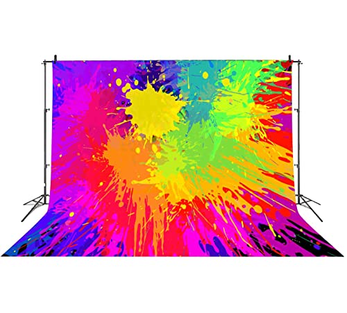 Colorful Graffiti Splatter Backdrop, Vinyl 10x8ft Abstract Paint Splash Photo Backdrop Hip Hop Theme Birthday Talent Show Baby Shower Prom Carnival Backdrops for Photoshoot Photo Studio Props - size: 10x8ft
