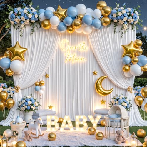 10x8ft White Backdrop Curtains for Parties Wrinkle Free Fabric Backdrop Curtain Wedding Photo Drapes Backdrop for Birthday Party Baby Shower Bridal Shower Photography Back Drop 2 Panels 5x8FT - color: White, size: 10 ft X 8 ft(2 Panels 5ft X 8ft)