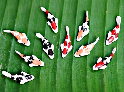 Mini Koi Fish Figurines Garden 10 Mix Colorful Koi Fish Animal Figurine Garden Display Minimal Decoration