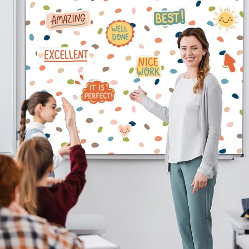 120x47 in Bulletin Board Fabric Background Back to School Classroom Decoration Large Polyester Photography Backdrop for Class Home Office Wall Decor Pillows Curtains Crafts Boho Dot - style: Boho Dot