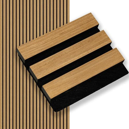 Smartstandard Sample Wood Slat Wall Panel, Soundproof Wooden Wall Panels, Acoustic Wood Panels for Wall, American Oak, Sample Pack - color: American Oak, size: 6" x 4.7"