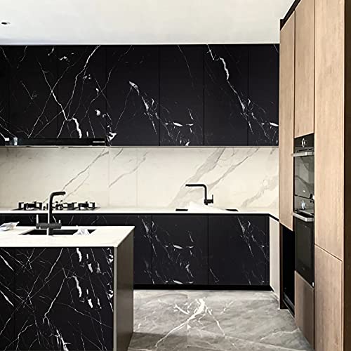 practicalWs 17.71''×196.8'' Marble Contact Paper Black/White Peel and Stick Wallpaper Thicken Self Adhesive Black Wallpaper for Countertops Cabinets Decorative Easy to Remove Upgrade - color: Black/White, size: 17.7" x 196.8"