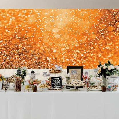 20x10ft Orange Glitters Backdrop Dreamy Warm Light Spot Sparkles Photography Background Wallpaper Decor Thanksgiving Baby Shower Birthday Party for New Baby Kids Portrait Studio Props - size: 20x10ft