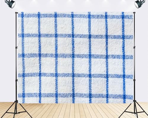 Trykid 10x7ft Blue White Checkered Backdrop Classic Timeless Textured Photography Background Kitchen Baking Class Country Event Retro Party Decoration Photo Booth Prop Fabric - size: 10x7ft
