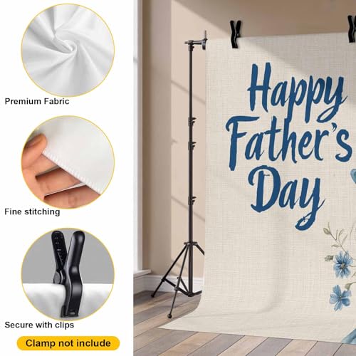 Father's Day Backdrop for Photography, Gnome Hold Blue Red Flowers Linen Texture Photo Backdrop Portrait Background Party Banner Photo Backgrounds for Studio Booth Props, 7x5ft - color: Blue Pink Beige, size: 7x5FT