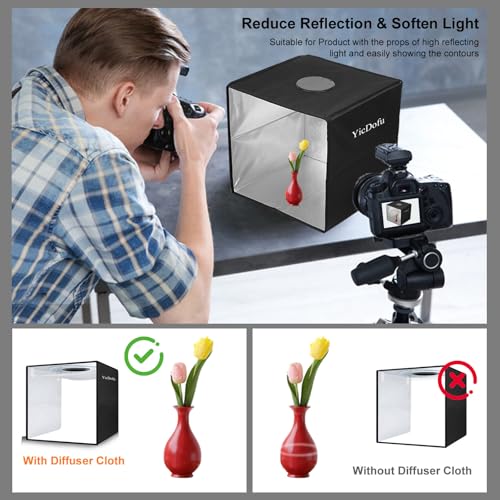 16 Inch Photo Light Box, CRI>90 Photography Shooting Tent with 224 LED Beads Dimmable 3200K-6500K, 6 Color Backdrops Portable Product Photography Studio - size: 16" x 16" x 16"