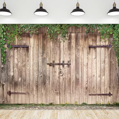 Riyidecor Western Rustic Barn Backdrop Farmhouse Door Wood Photography Backgrounds 10Wx8H Feet Retro Brown Family Reunion Plank Shabby Chic Photo Shoot Party Birthday Decor Props Photo Shoot Vinyl - color: A-Barn, size: 10Wx8H