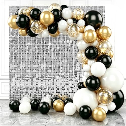 Silver Shimmer Wall Backdrop,Shiny Sequins,36Pcs Sequins Backdrop Panels,Glitter Bling Photo Background for Birthday Party Wedding Engagement Anniversary Graduation (Each 1FT², Total 36FT²) - color: Silver, size: 6 FT x 6 FT