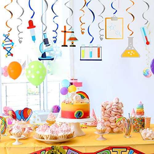 LINGTEER Science Hanging Swirls Streamers Chemistry Laboratory Erlenmeyer Flask Prop Sign Party Decorations