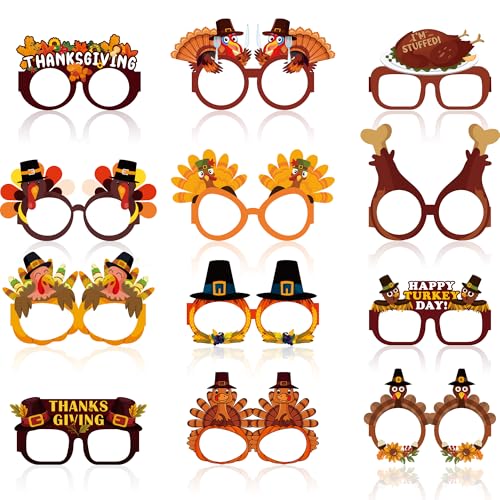 Thanksgiving Outfit Women - 12 PCS Paper Eyeglasses - Thanksgiving Dress Shirts Pajamas Sweatshirts for Girls | Friendsgiving Decorations Decor Party Supplies Essentials for Adults - color: Orange