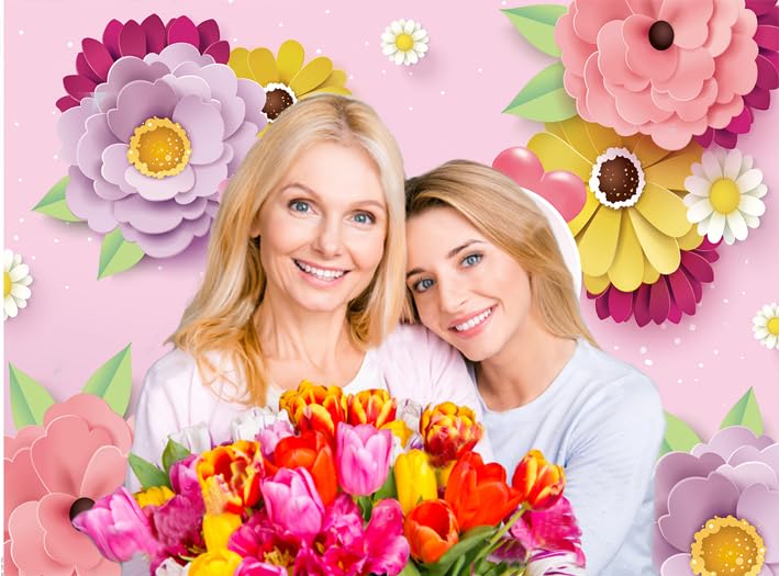 CHAIYA 10X8ft Mother's Day Background Pink Flower Love Background Festival Party Decoration Activity Gift Banner Photo Booth Photo Props CY-149 - size: 10′x8′