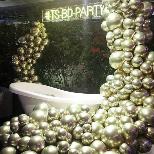 PartyWoo Metallic Gold Balloons 50pcs 5 Inch Chrome Gold Latex Balloons for Birthday Graduation Baby Shower Anniversary Wedding Bachelorette Christmas New Year Tea Party Decorations Gold-G128 - color: Gold-g128, size: 5 inch