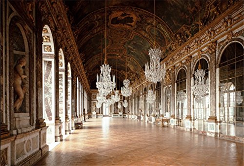 AOFOTO 7x5ft Vintage Corridor Background Luxury Chandelier Photography Backdrop Retro Ceiling Mural Wedding Adult Lovers Portrait Retro Photoshoot Studio Props Wallpaper - size: 7x5ft