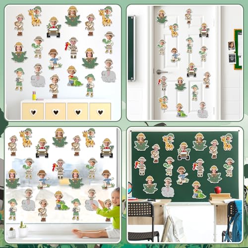 60pcs Jungle Safari Theme DIY Cutouts Jungle Animals Bulletin Board Decoration Set Forest Adventure Paper Cut-Outs Classroom Decor for Boy Girl DIY Photo Craft Kindergarten School Wall Door Supplies - style: Jungle Safari Animals