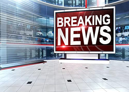 BELECO 7x5ft Fabric News Broadcast Hall Backdrop Studio TV Breaking News Backdrop News Room Broadcasting Background Program Record News Report Business Study Backdrop Newsman Kids Portrait Photo Props - size: 7x5FT