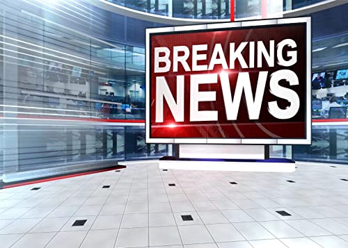 BELECO 7x5ft Fabric News Broadcast Hall Backdrop Studio TV Breaking News Backdrop News Room Broadcasting Background Program Record News Report Business Study Backdrop Newsman Kids Portrait Photo Props - size: 7x5FT
