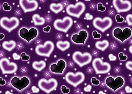 7x5ft Purple Heart Backdrop 90s Backdrops for Photoshoot Valentines Decor Banner Birthday Props X-90 - color: Purple, size: 7x5ft